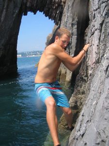 Sam getting to grips with the rock